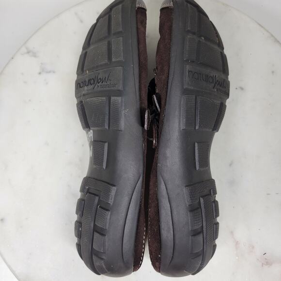 Vintage Naturalizer Natural Soul Fanner Suede Mules Womens 7 Brown Leather Bow - Picture 9 of 15